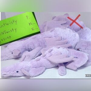 BNWT 2 JellyCat Lavender Dragons Med 27” Little 17” approx w tails outstretched